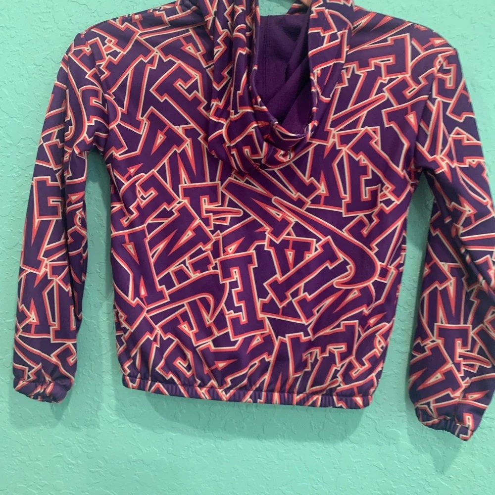 Nike Kids Purple Graphic Zip Jacket with Pink Accents 6X Drifit girls track 90s